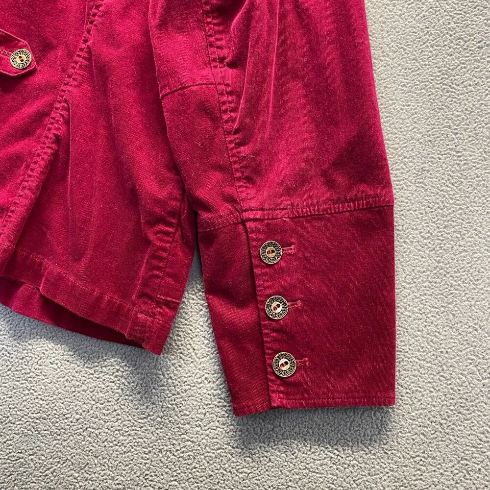 Lane Bryant Blazer Women Size 22 Red Suit Jacket 3‎ Buttons Velvet Corduroy - Picture 8 of 11
